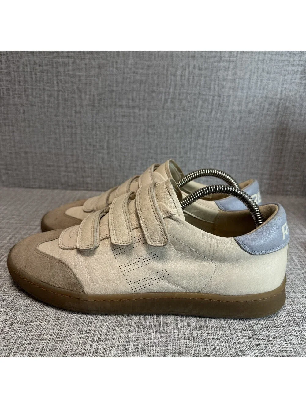 Sam Edelman Reve Women's Sneakers 5.5 Cream Leather, Triple Strap, Casual